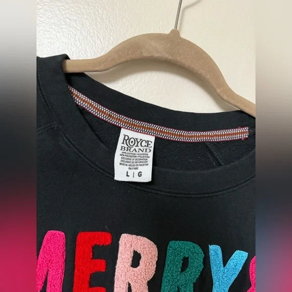 Merry & Bright Chenille Multi Color Applique Cozy Fleece - Picture 3 of 6